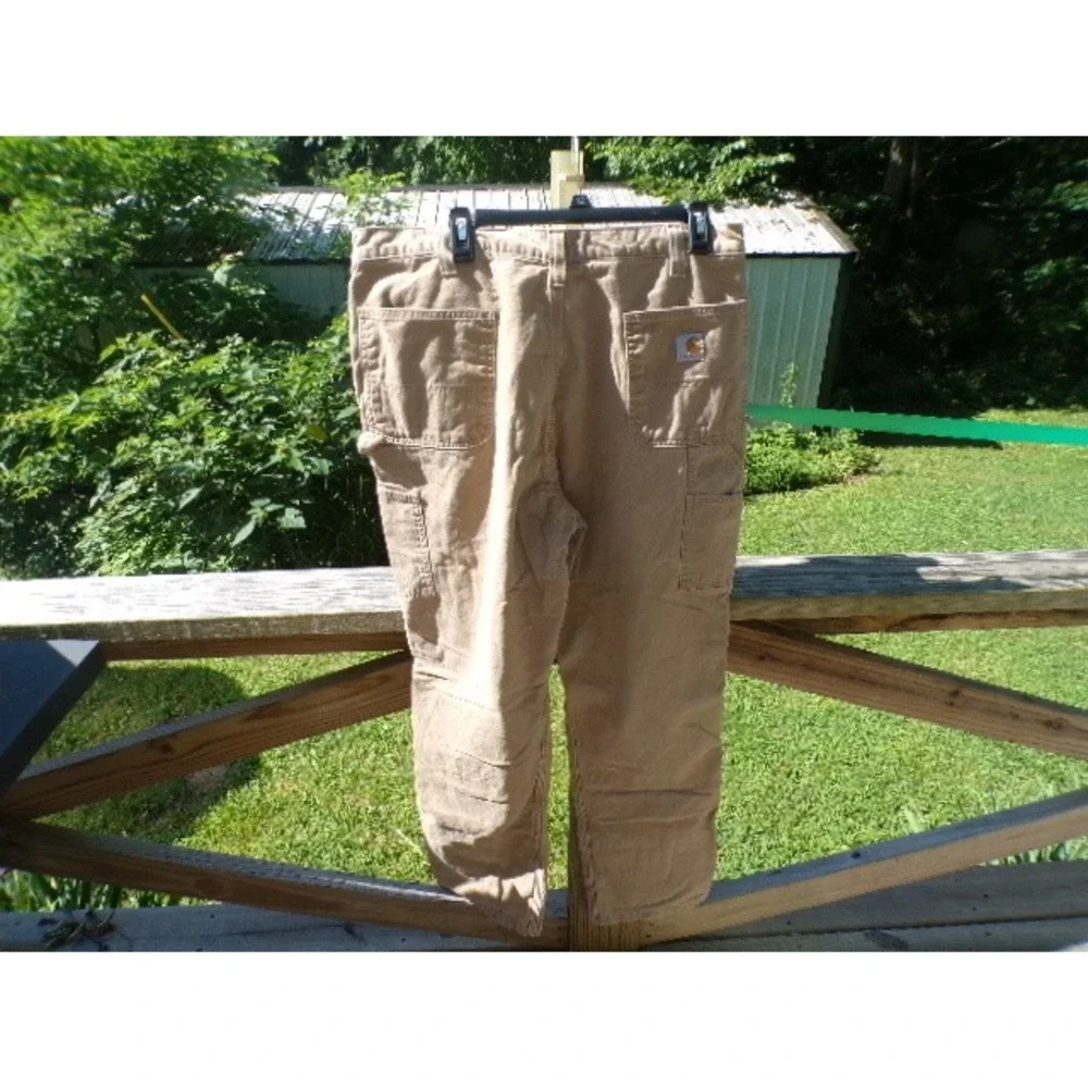 Carhartt Relaxed Fit Flannel Lined Carpenter Pants Tan Cotton Duck 38x36 100070